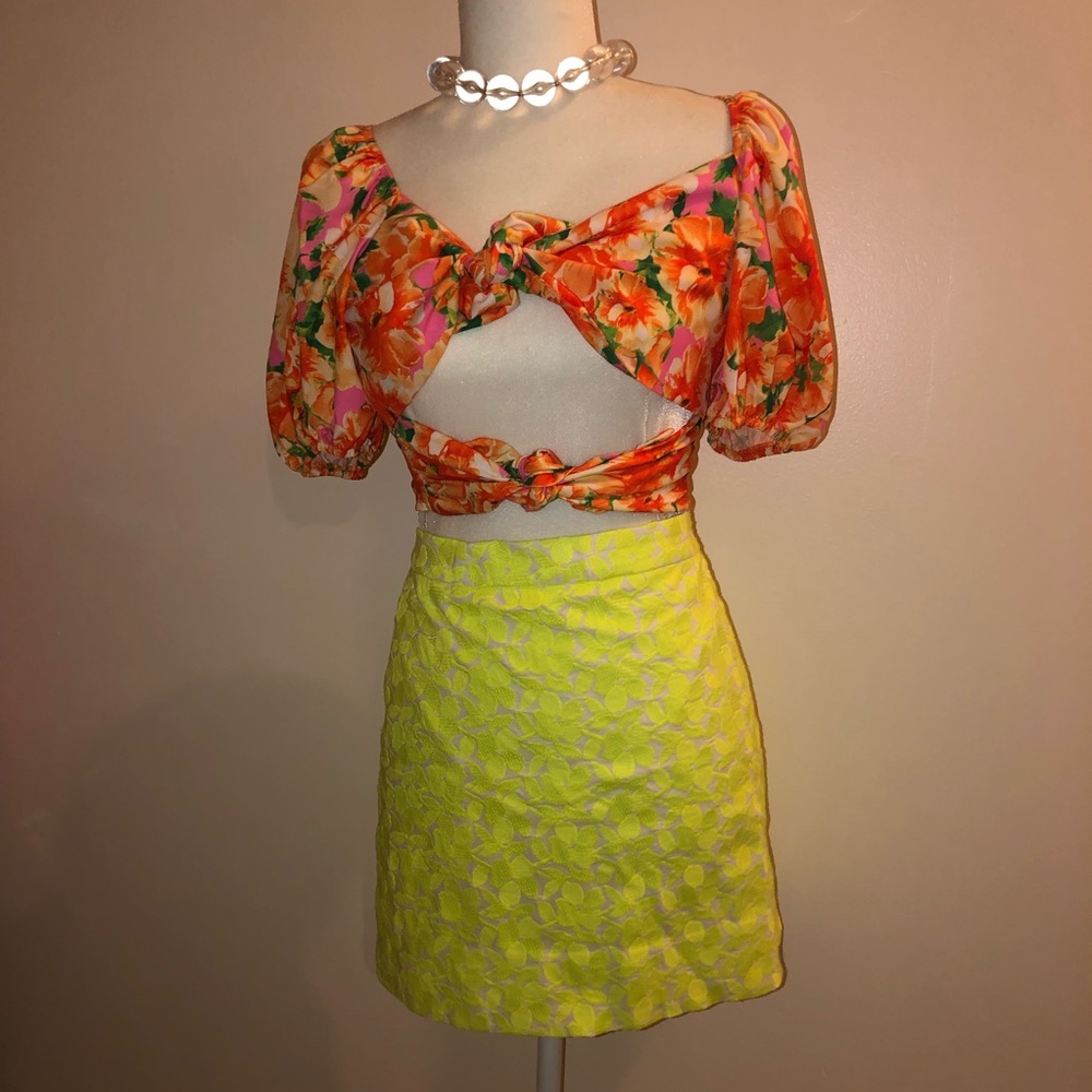 J.Crew Neon Embroidered Skirt